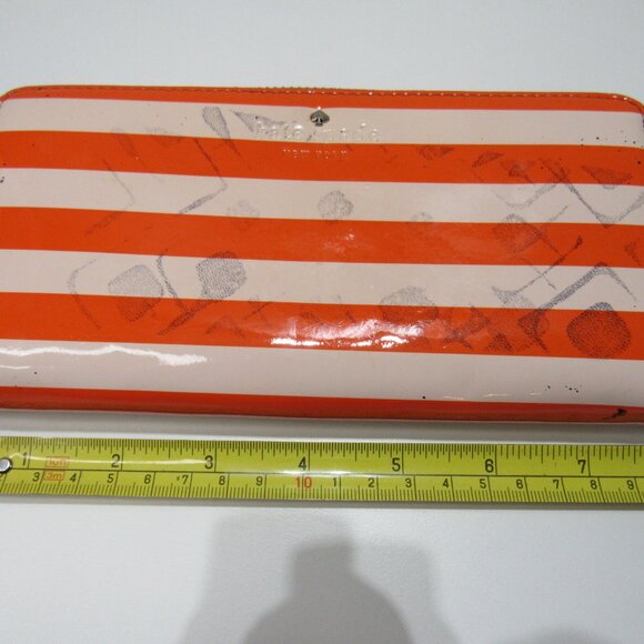 Kate Spade New York Wallet Multicolor Orange Striped Zip Around - Picture 2 of 7